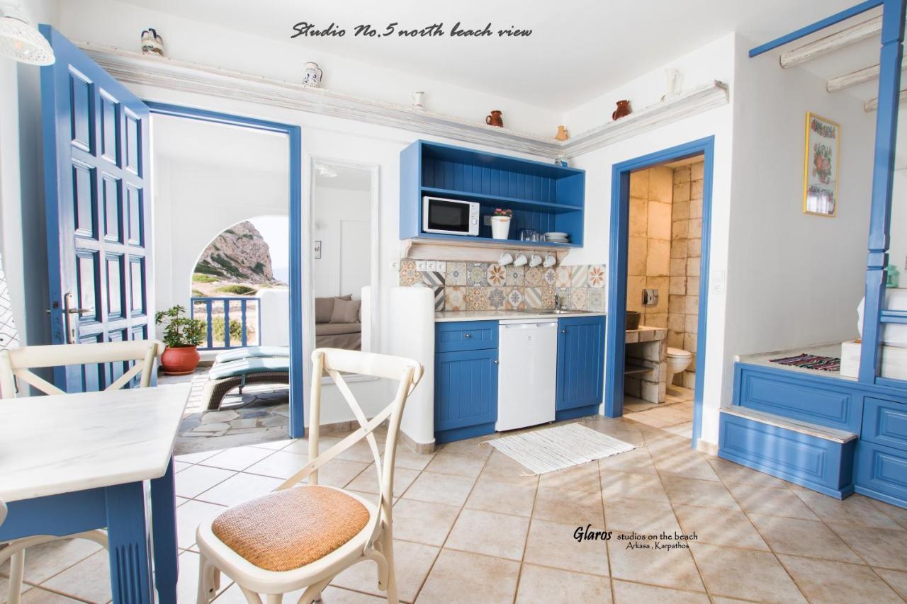 Glaros Luxury Studio On The Beach Apartment อาร์คาซา ภายนอก รูปภาพ